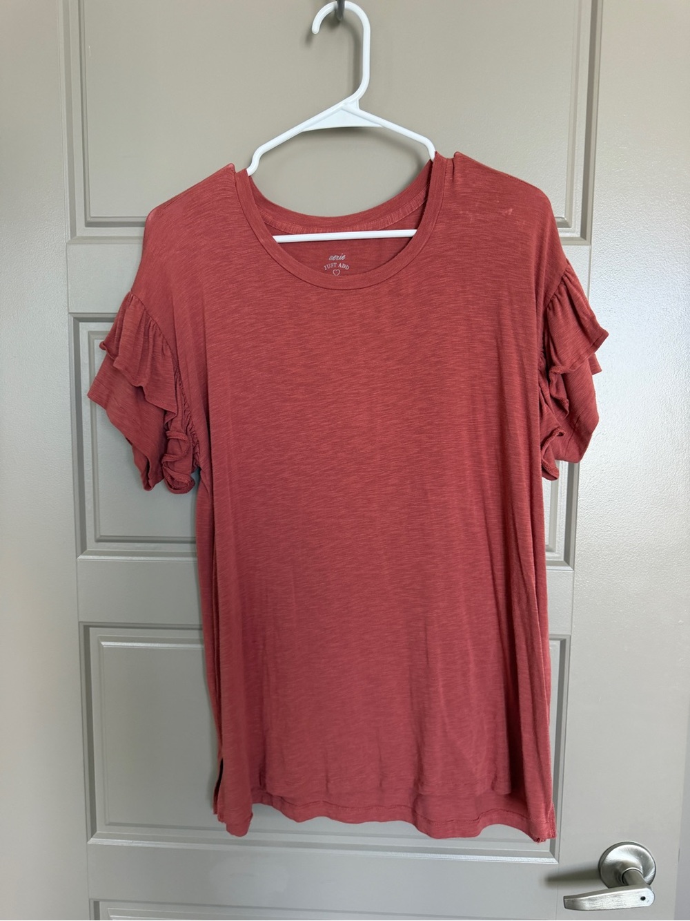 aerie Rust Ruffle Sleeve Short-Sleeve Tee